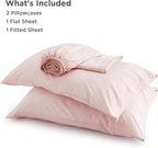 Bedsure California King Sheet Sets, Cooling Sheets for Hot Sleepers, Rayon Derived from Bamboo, Breathable & Soft, Deep Pocket Up to 16 Inches, Hotel Luxury Silky Bedding, Pink