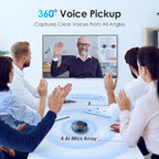 EMEET Bluetooth Speakerphone - Daisy Chain/Use Alone up to 16 attendees, M220 Professional Wireless Speakerphone 360°Voice Pick-up 8 AI Noise Cancellation Mics Skype Speakerphone for Conference Calls