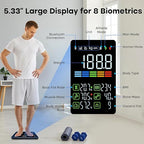 GE Smart Scale for Body Weight, BMI, Fat, Muscle Mass, Digital Bathroom Scales 500lbs Bluetooth 11.8" Large Platform Weighing Machine Health Monitor with App, Blue Button Control