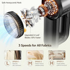 Rechargeable Fabric Shaver, 2-in-1 Lint Remover for Clothing, Furniture, Sweater with 6-Blade, 200ml Container, LED Display, 2000mAh USB-C, 3-Speed Lint Shaver Eliminates Fuzz & Pilling