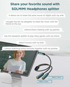 SOLMIMI Headphone Splitter (4 Feet) 3.5mm TRRS Male to Two TRRS Female Adapter Compatible with 2 Audio and Microphone Headsets to PC, Laptop, Android, Windows, Smartphones