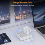 Surge Protector Power Strip, TESSAN 5 ft Extension Cord Flat Plug with 4 Widely Outlets, Indoor Desk Charging Station with Surge Protection for Home, Office Supplies, Dorm Room Essentials