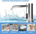 Automatic Soap Dispenser Touchless for Kitchen Bathroom Sink Built in Electric Soap Dispenser Infrared Sensors Liquid Commercial Dispenser with Bottle and Pump 33.81oz/1000ml (Chrome)