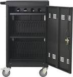 32-Bay Mobile Charging Cart with Keyed Lock, Steel Laptop & Tablet Charging Cabinet with Cable Management, Rolling Power Station for Classroom, Office, School, Library
