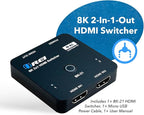 OREI 8K 2x1 HDMI Switch 4K@120hz - Auto HDMI Selector 48Gbps High Resolution Switch Between 2 Inputs Perfect for Gaming, PS5, Xbox, HDR10, Dolby Vision