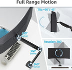 MOUNTUP Ultrawide Monitor Arm for Max 40 Inch Screen, Heavy Duty Monitor Desk Mount Support 6.6-30.9lbs, Computer Monitors Stand for Desk, VESA Mount with Clamp & Grommet Base