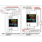 D52-2066 Single Phase Energy Meter with LCD Display Din Rail Electricity Usage Monitor for Voltage Current Power KWh Frequency Power Factor - 220V AC 40V-300V 100A Household & Industrial Use