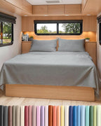 RV Short Queen Sheet Set 60 X 75 - 4 Piece RV Short Queen Bed Sheets - Soft, Breathable & Cooling - Designed for Bunks, Trailers & Campers - Fits 8” to 12" Mattress - Luxury Bedding - Heathered Grey
