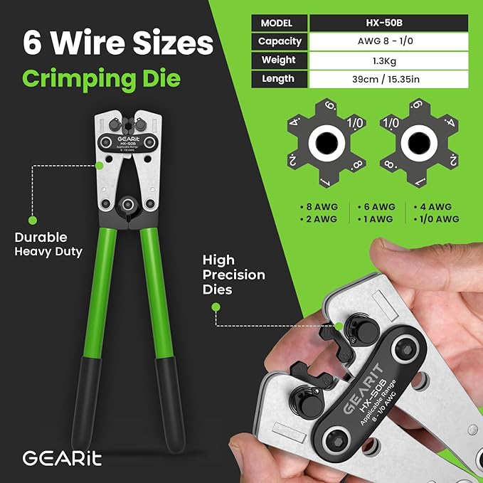 GEARit 4 Gauge CCA Ground Wire (25FT Each - Black and Red) All-in-One Kit: Crimping Tool, Cutter, 15 Lugs, and 20 Heat Shrink Wrap