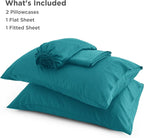 Bedsure King Size Sheets Set, Cooling Sheets for Hot Sleepers, Rayon Derived from Bamboo, Breathable & Soft, Deep Pocket Up to 16 Inches, Hotel Luxury Silky Bedding, Turquoise