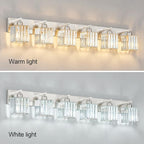FDPBY Modern Vanity Light 6-Lights Brushed Nickel Vanity Light Crystal Bathroom Wall Light Bathroom Light Fixtures