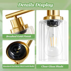 Guliaofo 5-Light Bathroom Vanity Lights, E26 Modern Brushed Gold Bathroom Light Fixtures with Clear Glass Shade, Mirror Kitchen Hallway Cabinet Living Room Sconces Wall Lights