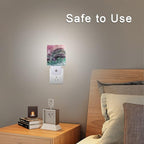 Smoaffly Color Pink Fluorite Crystal Stone Night Light Plug-in LED Nightlights Auto Sensor Night Lamp Dusk-to-Dawn Lamp Home Decor for Nursery Children Girls Boys
