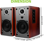 SINGING WOOD BT27 Active Powered Bluetooth Bookshelf Speakers for Studio Monitor TV Computer Turntable - 60 Watts - Wood Grain Finish (Walnut)