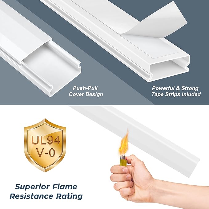 TV Cable Hider - 62.8in PVC Cord Hider Cable Management Wall, Paintable Cable Concealer for Wall Mounted TV, Cable Raceway Beige Wire Hider, Wall Wire Covers for Cords, 4* L15.7in *W1.2in *H0.59in