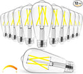 Hizashi Vintage LED Edison Bulb Dimmable, 6W Equivalent 60W, 5000k Daylight, E26 Base Led Light Bulbs, 700LM, High CRI 95+ Eye Protection, Clear Glass, Pack of 12