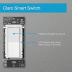 Lutron Claro Smart Switch for Caseta Lighting, for LED Lights, Fans, 5 Amp, Single-Pole/3-Way, Neutral Required, DVRF-5NSS-WH-6, White, 6 Pack