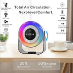 KKANDPP Desk Fans for Bedroom,Quiet Wall-Mounted Desk Fan with Remote,Portable Colored LED Light 100 Speed Digital Display USB Rechargeable Fan for Home Office Bedroom Camping Traveling(White)