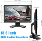 Suprlipy 15.6 inch FHD Small IPS Monitor LCD Display Screen 1920x1080 60Hz 16:9 with BNC VGA AV Input Built-in Lounspeakers for CCTV Security Camera DVR PC RasPi