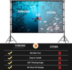 TOWOND Projector Screen and Stand, 100 inch Projection Screen Outdoor Indoor, Portable 16:9 4K HD Rear Front Movie Screen with Carry Bag Wrinkle-Free Design for Home Theater Backyard Cinema
