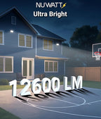NUWATT 90W LED Flood Light, 3CCT 3000K/4000K/5000K Selectable, IP65 Waterproof Lighting, Adjustable Knuckle Mount, 12600LM, 0-10V Dimmable, 120-277V, Outdoor Security Floodlight for Yard, Bronze, UL