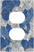 Bvtewkhz Abstract Blue Marble Plant Leaves Duplex Outlet Decorative Light Switch Covers Electrical Faceplate Switch Plates for Bathroom Kitchen Home