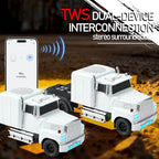 WSTER American Truck Bluetooth Speaker with HD Sound, TWS Pairing, LED Party Light, Operation Panel, Built-in Mic, Portable Car Model Speaker for Parties, Beach, Outdoor Activities (White)