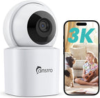 CAMSTRO 3K Indoor Security Camera,360°PTZ Home Baby/Pet Monitor,Auto Tracking,5MP Night Vision,2.4/5GHz WiFi,Motion & Sound Detection,2-Way Audio,SD Card/Cloud Storage,Works with Alexa,No Monthly Fee