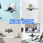 suptek Single Floating Shelf Wall Bracket with Strengthened Tempered Glass for DVD Players/Cable Boxes/Games Consoles/TV Accessories 1 Shelf, Black, CS201