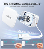 Retractable Wall Charger,40W Dual Port QC3.0+PD Fast USB C Charging Block,Type C Power Adapter Brick Cube for iPhone 17/16/15/14/13/12 Pro Max Plus,Samseng Galxy S24/S23(with 2.6FT USB C Cable)