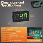 DiGiYes 5 Pack DC 5-120V Digital Mini Voltmeter 2 Wire 0.56 inch LED Display Panel Voltage Meter for Car Motorcycle Battery Monitor (Green)