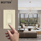 BESTTEN 2 Pack Almond Dimmer Wall Light Switch, Compatible with Dimmable LED, CFL, Incandescent and Halogen Bulb, Single Pole or 3-Way Dimmer Switches, 120VAC, Decorator Wall Plate Included