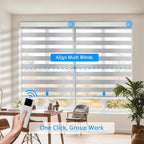 COOLWINDS Motorized Zebra Blinds for Windows Cordless Electric Curtains with Remote Control Blackout Shades Custom Smart Blinds Compatible with Alexa Google Home(Light Filtering Grey,Custom)