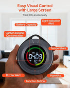 VEVOR Carbon Dioxide Monitor, CO2 Controller with Temperature and Humidity Display, NDIR Sensor Carbon Dioxide Detector, for Outdoors, Home, Office, Car, Lightweight & Portable