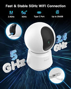 ARENTI 5G Indoor Security Camera, 4MP Pet Camera with Speaker for Dog/Cat, Baby Monitor with Phone App, Dual-Band WiFi, Auto Tracking, Super Night Vision, 2-Way Talk, 64G Local Storage (P2Q 64G)