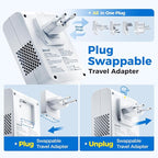 DOACE 220V to 110V Converter for European Travel - 350W Cordless Voltage Converter US to Europe, Power Converter with PD Chargers for Hair Straightener Shaver Toothbrush Phone