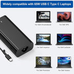 QIOUZW 2025 New Slim 65W 60W USB C Laptop Charger Compatible with Dell Latitude 5420 5440 5520 7420 7370 7275 XPS 13 9360 9365 9370 9380 Chromebook 3100 3400 Type C AC Adapter Power Supply Cord