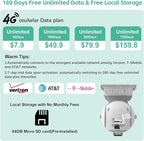 Kweiugfi 4G LTE Cellular Security Camera Dual Lens Outdoor,180-Day Unlimited Data,2K Wireless Solar Security Camera,360° Pan and Tilt,PIR Motion,Sensor Color Night Vision,Built-in VSIM,64GB SD Card