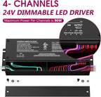 EMITEVER 384W Dimmable LED Driver, 24V 5-in-1 Dimmable Power Supply,4-Channels AC to DC Transformer for LED Light, Compatible with Lutron and Leviton Dimmer, Waterproof IP67 and UL Listed, Class 2