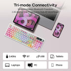 EPOMAKER TH99 PRO 96% Mechanical Keyboard with Screen & Knob, 10000mAh, 2.4Ghz/BT, Hot Swap, Custom Driver, RGB Backlight, PBT Keycap, Wireless Gaming Keyboard for PC/Mac (Pink, Sea Salt Silent)