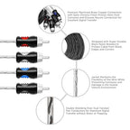 RECOIL PCI49 Premium 100% Oxygen Free Copper 9ft 4-Channel RCA Audio Interconnects Cable (4X RCA Male to 4X RCA Male) Double Shielded with Noise Reduction