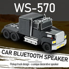 WSTER American Truck Bluetooth Speaker with HD Sound, TWS Pairing, LED Party Light, Operation Panel, Built-in Mic, Portable Car Model Speaker for Parties, Beach, Outdoor Activities (Black)