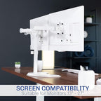 VIVO Dual LED LCD Monitor Mount, Free-Standing Desk Stand for 2 Screens up to 27 Inch, Fully Adjustable Arms with Max VESA 100x100mm, Extra Large Base, White, STAND-V002FW