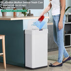 Arlopu Automatic Trash Can,Sensor Motion Stainless Steel Garbage Bin, Touchless Smart Waste Bin, W/Stay-Open, Soft Close Lid, Display Light for Kithchen, Living Room, Office (White, 21.1gal)