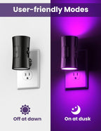 Sujeet Purple Night Light, Plug in Wall Light with Sensor, Adjustable Brightness, Dimmable Night Light Decorative for Christmas, Holiday, Home Decor, Party Decor