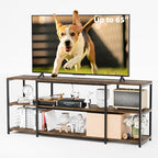 Aquzee 65 inch TV Stand, Entertainment Center for 40" 55" 60" 65" Television, Wood & Metal TV Console Table,Single Shelf Load 210lbs, 3Tiers Storage Rustic Television Stands, for Living Room Bedroom