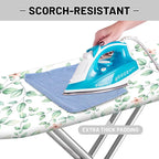 Extra Thick Ironing Board Cover and Pad, 15x54 Ironing Board Cover, Resist Scorching and Staining,Elastic Edges,Sage Green Spring Summer Eucalyptus