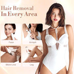 Bikini Trimmer for Women, 2 in 1 Electric Shaver for Women, Pubic Hair Trimmer Waterproof IPX7 with LED, Bikini Razor for Leg Arm Underarm Bikini Area, Pull Bows Gift Box for Friends - Shell White