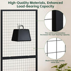 Maeklon 3 Pack Grid Wall Panel Rack, 3x6 Ft Metal Gridwall Display Stand with T-Base Wheels, Heavy-Duty Mobile Freestanding Racks with 20 Grid Hooks, for Retail Store, Craft Show, Boutique, Black