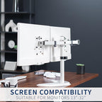 VIVO Dual LED LCD Monitor Mount, Free-Standing Desk Stand for 2 Screens up to 32 Inch, Heavy-Duty Fully Adjustable Arms with Max VESA 100x100mm, White, STAND-V032FW